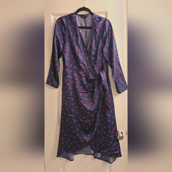 Eloquii blue and red polka dot wrap dress (size 14) - Picture 3 of 6